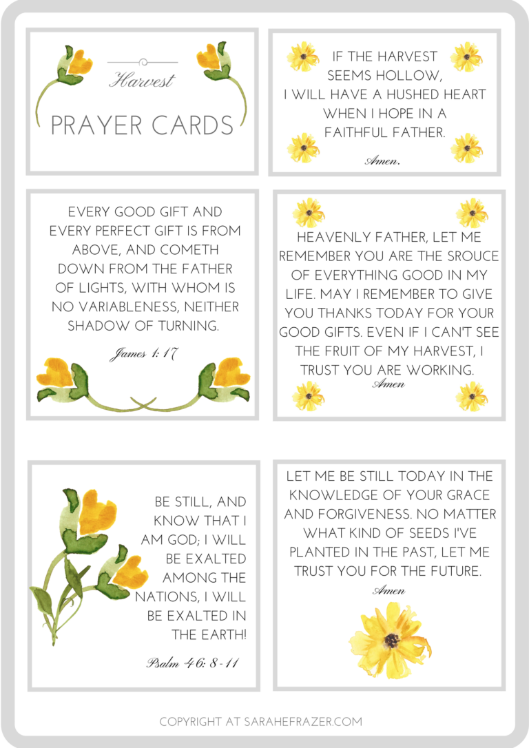 Harvest Prayer Cards Sarah E. Frazer