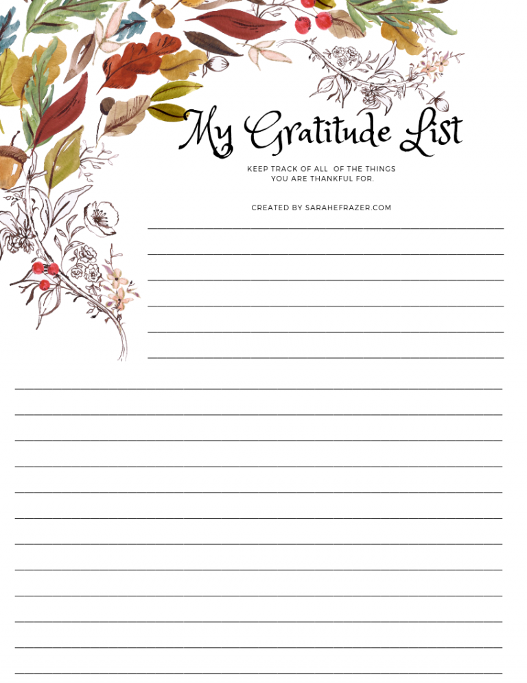 My Gratitude List - Sarah E. Frazer