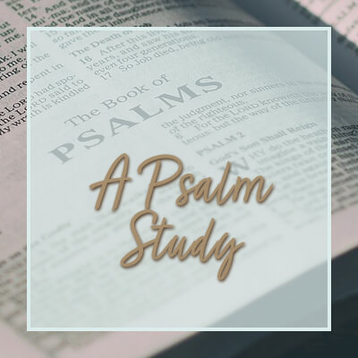 Decorative image for Sarah Frazer's course featuring an open Bible with an overlay of the words 'A Psalm Study'
