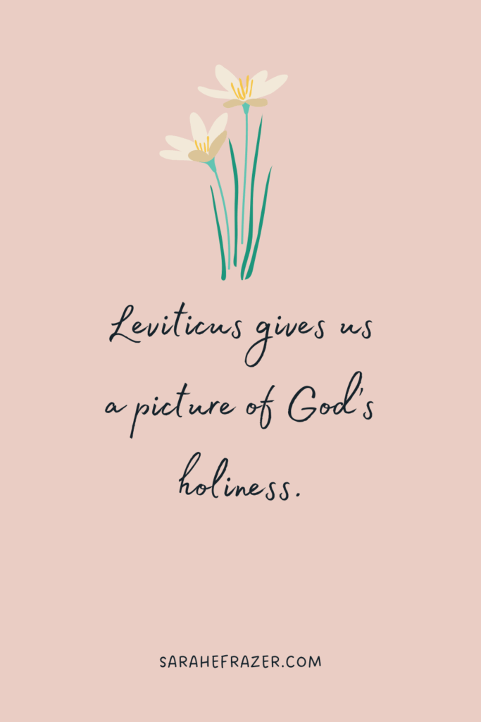 white lily illustration with quote underneath in script font "leviticus shows us God's holiness"