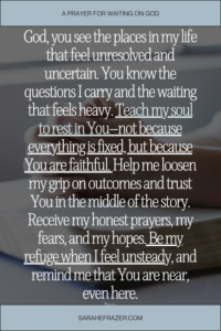 A prayer for Lent in white text on a dark background with hands folded in prayer