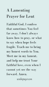 Lamenting prayer for Lent on a light blue background