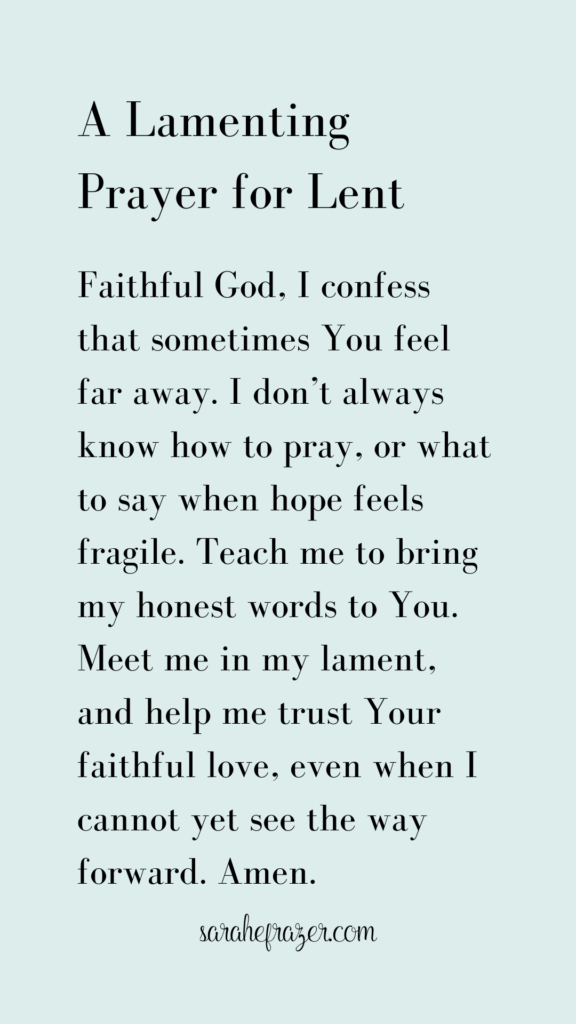 Lamenting prayer for Lent on a light blue background