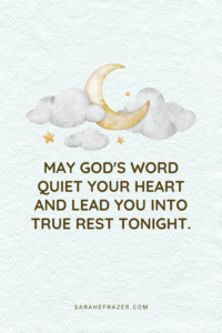 true rest quote with watercolor moon, stars, and clouds on a textured paper background