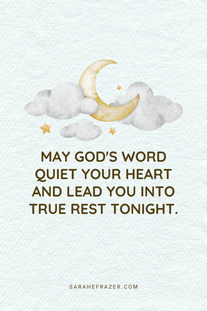 true rest quote with watercolor moon, stars, and clouds on a textured paper background
