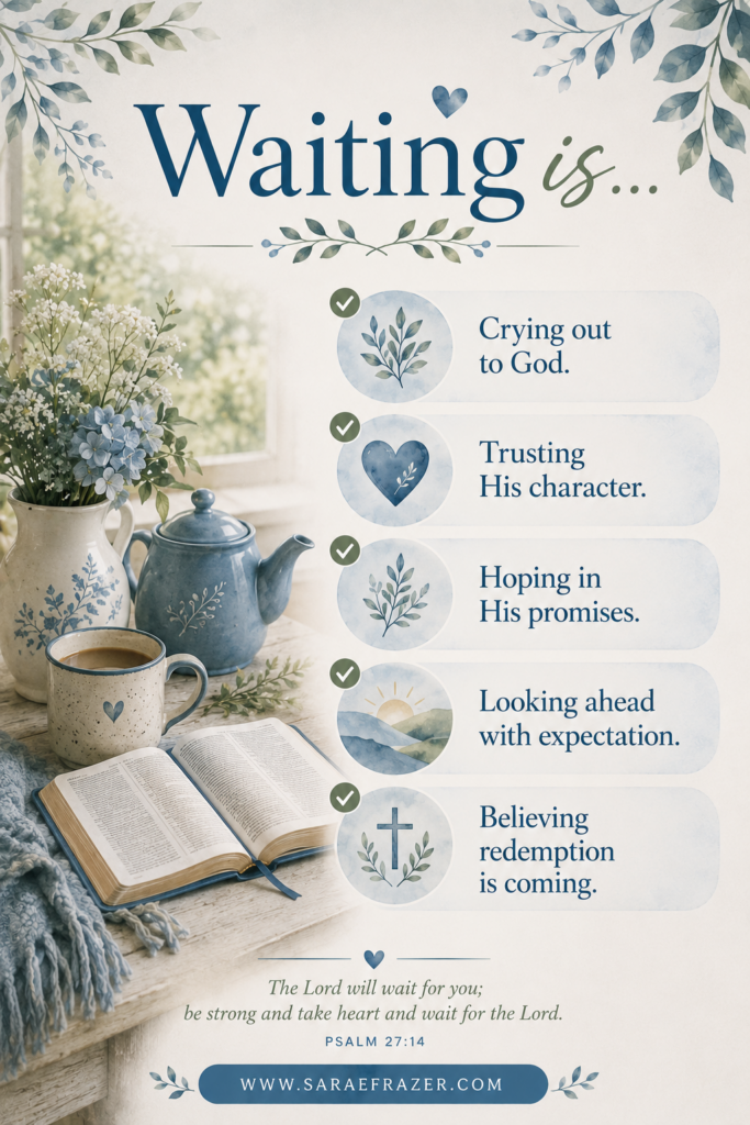 waiting is... infographic on waiting with God in blue color scheme