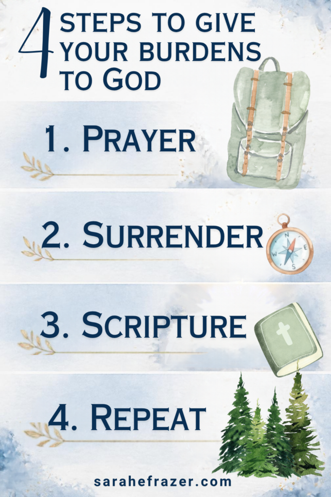 4 steps to give your burdens to god graphic