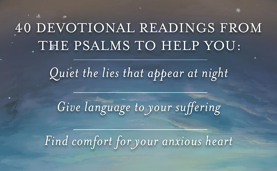 Shareable image featuring a quote from Sarah Frazer's book, 'He Is With Me Through the Night': "40 Devotional Readings from the Psalms to Help You"